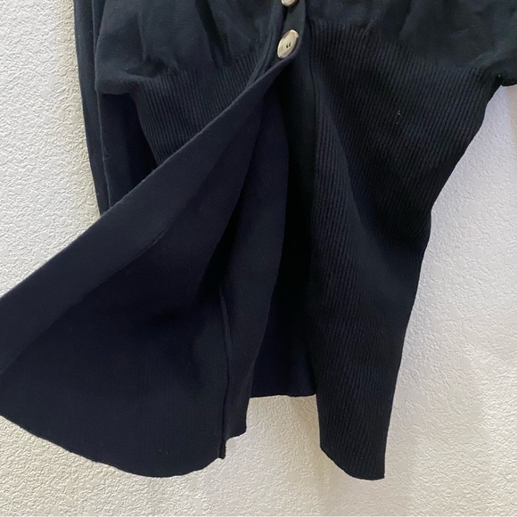 GOOD AMERICAN Waisted Cardigan Sweater V-Neck in Black Size 3/4 - Picture 9 of 11